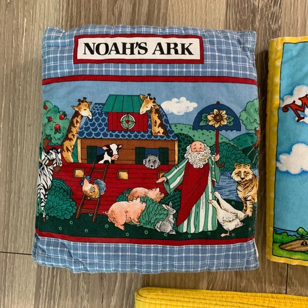 Vintage Soft Fabric Baby Books Lot of 3 Noahs Ark Mother‎ Goose Paddington Bear